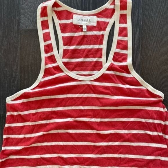 The Great. The Racerback Stripe Scoop Neck Slightly Slouchy Fit Tank Top NWT - Picture 12 of 16